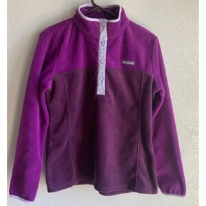 Columbia Benton Springs Womens Fleece Pullover Snap Mock Neck Purple L AL1302